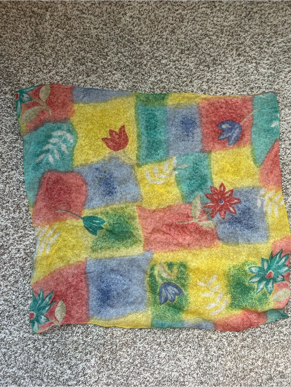 Colorful Patchwork Floral Scarf - Multicolor